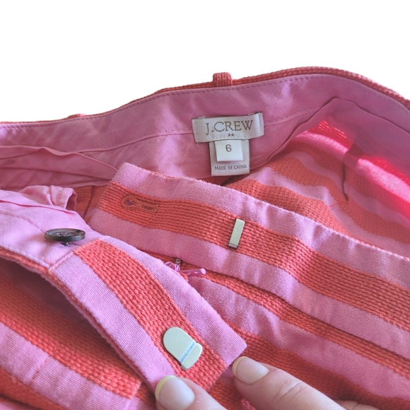 🌟3 For $15 SALE🌟 J. Crew Postcard Pink & Orange Textured Striped Mini Skirt - Picture 3 of 4